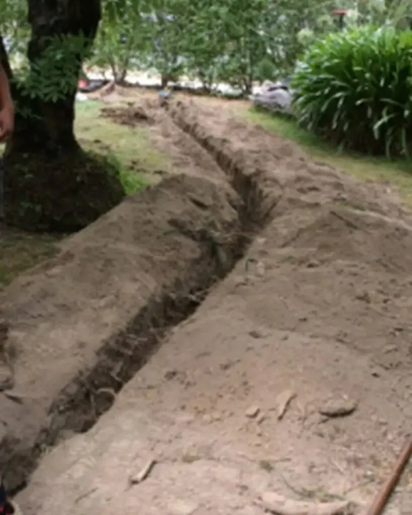 Digged for water pipe in the garden